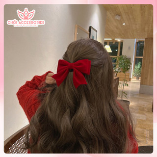 Cặp tóc nữ kẹp tóc nơ nhung đỏ Chồi accessories nhiều mẫu nữ tính thời trang - Y035