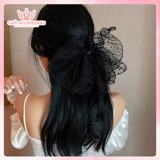 Cặp tóc nơ ren siêu lớn tiểu thư màu đen và trắng Chồi accessories - Y055