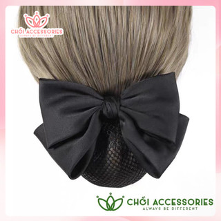Cặp tóc kèm chụp lưới mỏng, kẹp tóc có búi lưới mỏng dành cho nhân viên công sở nơ vải trẻ trung Chồi accessories Y117