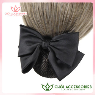 Cặp tóc kèm chụp lưới mỏng, kẹp tóc có búi lưới mỏng dành cho nhân viên công sở nơ vải trẻ trung Chồi accessories Y117