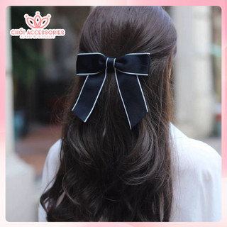 Kẹp tóc nữ, cặp tóc nơ thô viền nhiều mẫu thời trang nữ tính màu đen - trắng Chồi accessories Y154