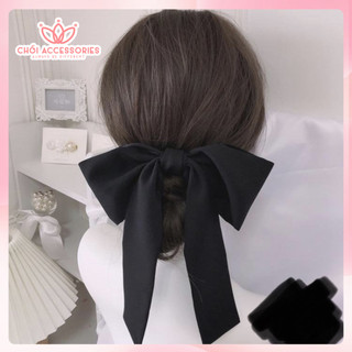 Cặp tóc nữ Chồi accessories, kẹp tóc nơ lụa rủ dài thời trang thanh lịch Y200