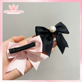 Kẹp tóc nữ Chồi accessories, kẹp nơ thời trang đính hạt trai tiểu thư cho bạn gái Y151