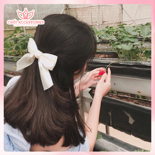 Kẹp tóc nơ lụa Chồi accessories, kẹp tóc nữ tính xinh xắn cài tóc đáng yêu - Y235