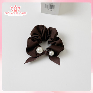 Buộc tóc, scrunchies lụa satin đính ngọc nhân tạo xinh xắn Chồi accessories K031