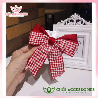 Cặp tóc nơ tiểu thư thanh lịch nữ tính màu caro kiểu Hàn Quốc Chồi accessories - Y137