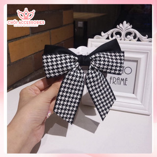 Cặp tóc nơ tiểu thư thanh lịch nữ tính màu caro kiểu Hàn Quốc Chồi accessories - Y137