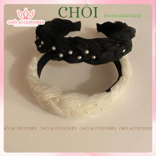 Bờm tóc tết Chồi accessories, cài tóc nữ voan tết bản lớn đính hạt trai nhân tạo Hàn Quốc Y015