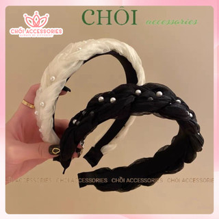 Bờm tóc tết Chồi accessories, cài tóc nữ voan tết bản lớn đính hạt trai nhân tạo Hàn Quốc Y015
