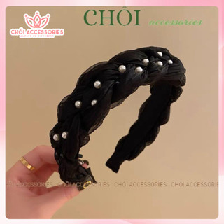 Bờm tóc tết Chồi accessories, cài tóc nữ voan tết bản lớn đính hạt trai nhân tạo Hàn Quốc Y015