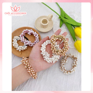 Buộc tóc hạt trai nhân tạo, buộc tóc nhiều tầng phong cách tiểu thư - K201