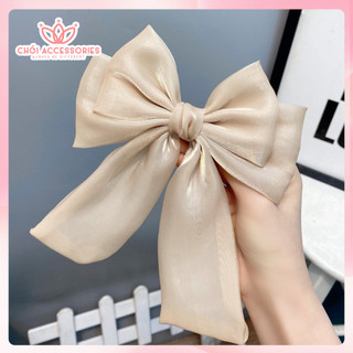 Cặp tóc nơ ánh nhũ tơ óng hai tầng phồng rủ dài đáng yêu y287