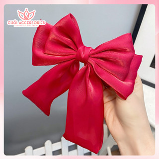 Cặp tóc nơ ánh nhũ tơ óng hai tầng phồng rủ dài đáng yêu y287