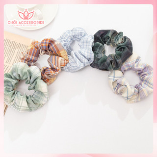Scrunchies nữ tính buộc tóc cho bạn gái họa tiết caro nhẹ nhàng Chồi accessories K055