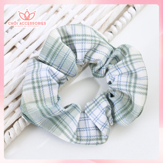 Scrunchies nữ tính buộc tóc cho bạn gái họa tiết caro nhẹ nhàng Chồi accessories K055