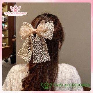 Cặp tóc kẹp tóc nơ ren nhiều tầng nhiều màu thời trang thanh lịch Chồi accessories Y193