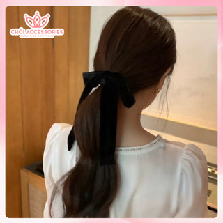 Buộc tóc nơ nhung dáng rủ dài thanh lịch sang chảnh kiểu Hàn Quốc Chồi accessories - Y250
