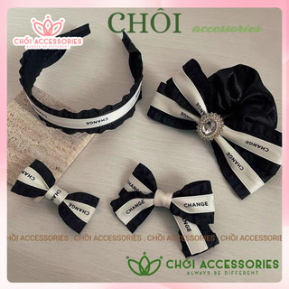 Cặp tóc nơ viền bèo, kẹp tóc nữ tính phối hạt trai nhân tạo Chồi accessories phong cách tiểu thư Y147