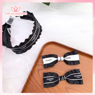 Cặp tóc nơ viền bèo, kẹp tóc nữ tính phối hạt trai nhân tạo Chồi accessories phong cách tiểu thư Y147