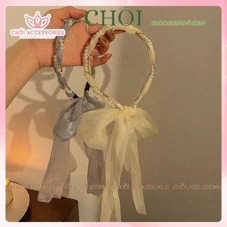 Bờm tết phối dây trai rủ dàu Chồi accessories, cài tóc cho bạn gái đính đá nhiều màu sắc Y278