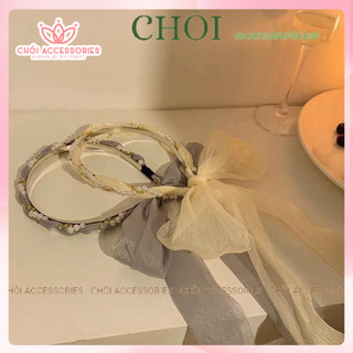Bờm tết phối dây trai rủ dàu Chồi accessories, cài tóc cho bạn gái đính đá nhiều màu sắc Y278
