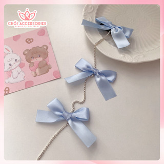 Kẹp tóc nơ gắn dây đá rủ dài đính trên tóc tiểu thư thanh lịch Chồi accessories - Y277