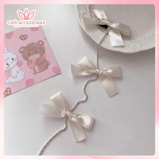 Kẹp tóc nơ gắn dây đá rủ dài đính trên tóc tiểu thư thanh lịch Chồi accessories - Y277