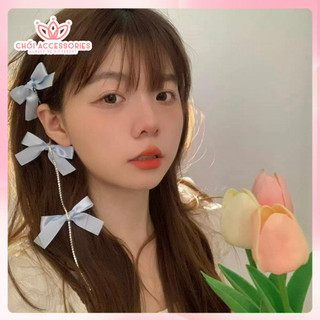Kẹp tóc nơ gắn dây đá rủ dài đính trên tóc tiểu thư thanh lịch Chồi accessories - Y277