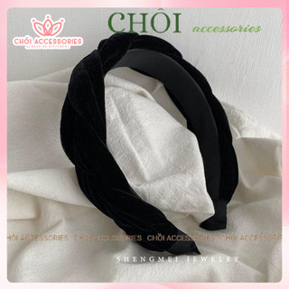 Bờm tóc tết vải nhung đính hạt trai cao cấp Chồi accessories, băng đô thắt bím nữ tính cho các nàng Y013