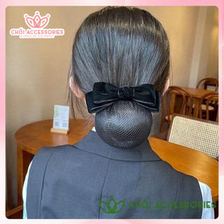 Tổng hợp cặp chụp mẫu nơ nhung cao cấp Chồi accessories, cặp tóc nơ nhung kèm chụp lưới dày - Y248