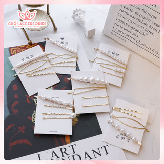 Set 4 kẹp tóc hạt trai nhân tạo Chồi accessories, set kẹp tóc cho bạn gái nữ tính thanh lịch Hàn Quốc - K264
