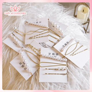 Set 4 kẹp tóc hạt trai nhân tạo Chồi accessories, set kẹp tóc cho bạn gái nữ tính thanh lịch Hàn Quốc - K264