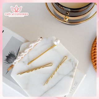Set 4 kẹp tóc hạt trai nhân tạo Chồi accessories, set kẹp tóc cho bạn gái nữ tính thanh lịch Hàn Quốc - K264