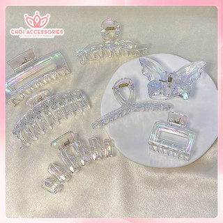 Cặp tóc nhựa trong suốt ánh cầu vồng Chồi accessories phong cách Hàn Quốc xinh xắn, cá tính K064