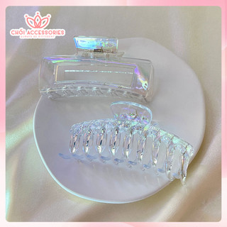 Cặp tóc nhựa trong suốt ánh cầu vồng Chồi accessories phong cách Hàn Quốc xinh xắn, cá tính K064