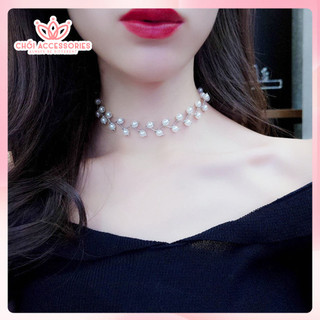 Vòng Cổ Đính Hạt Trai Chồi accessories Phong Cách Tiểu Thứ Dành Cho Bạn Nữ B01