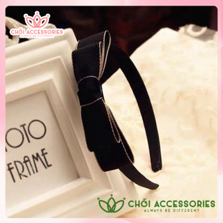 Bờm tóc nơ vải thô viền hai tầng bờm tóc nữ tính Chồi accessories - Y166