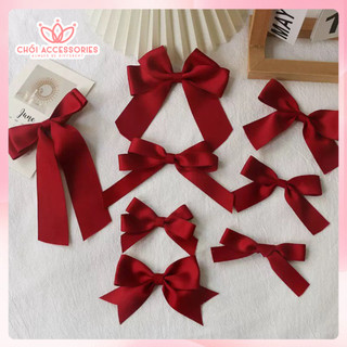 Tổng hợp các mẫu kẹp tóc nơ lụa màu đỏ Chồi accessories sang chảnh phong cách - Y263