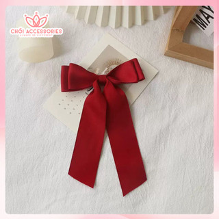 Tổng hợp các mẫu kẹp tóc nơ lụa màu đỏ Chồi accessories sang chảnh phong cách - Y263