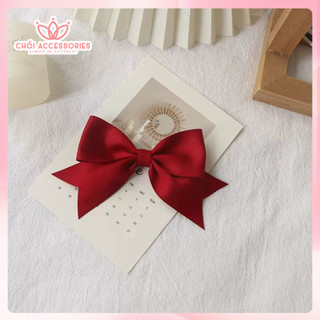Tổng hợp các mẫu kẹp tóc nơ lụa màu đỏ Chồi accessories sang chảnh phong cách - Y263
