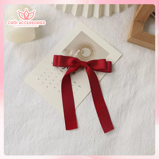 Tổng hợp các mẫu kẹp tóc nơ lụa màu đỏ Chồi accessories sang chảnh phong cách - Y263