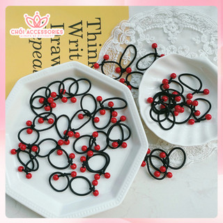 Set 5 dây buộc tóc cho bé gái Chồi accessories, combo dây chun cho bé gái màu đỏ - K139