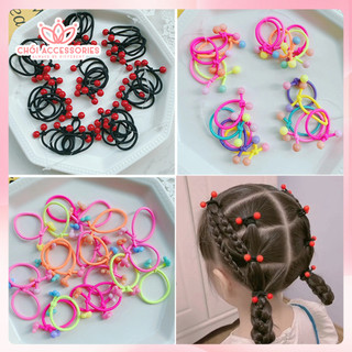 Set 5 dây buộc tóc cho bé gái Chồi accessories, combo dây chun cho bé gái màu đỏ - K139