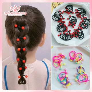 Set 5 dây buộc tóc cho bé gái Chồi accessories, combo dây chun cho bé gái màu đỏ - K139