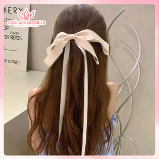 Kẹp tóc nơ siêu rủ dài nhiều màu hai tầng thời trang thanh lịch Chồi accessories Y206