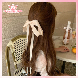 Kẹp tóc nơ siêu rủ dài nhiều màu hai tầng thời trang thanh lịch Chồi accessories Y206