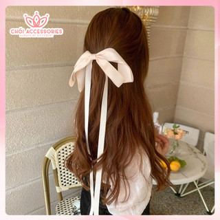 Kẹp tóc nơ siêu rủ dài nhiều màu hai tầng thời trang thanh lịch Chồi accessories Y206