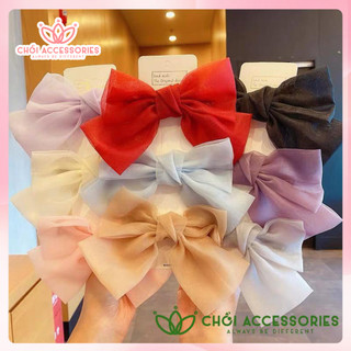 Kẹp tóc nữ, cặp tóc nơ voan thanh lịch nhẹ nhàng thời trang Chồi accessories Y158