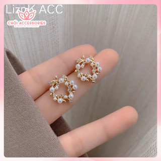 Khuyên Tai Tròn Kết Hoa Vàng Chồi accessories Phong Cách Sang Chảnh Cho Bạn Nữ F191