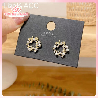Khuyên Tai Tròn Kết Hoa Vàng Chồi accessories Phong Cách Sang Chảnh Cho Bạn Nữ F191